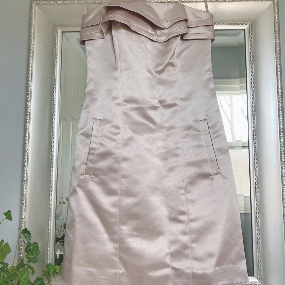 BCBG Paris Strapless Satin Cocktail Dress
